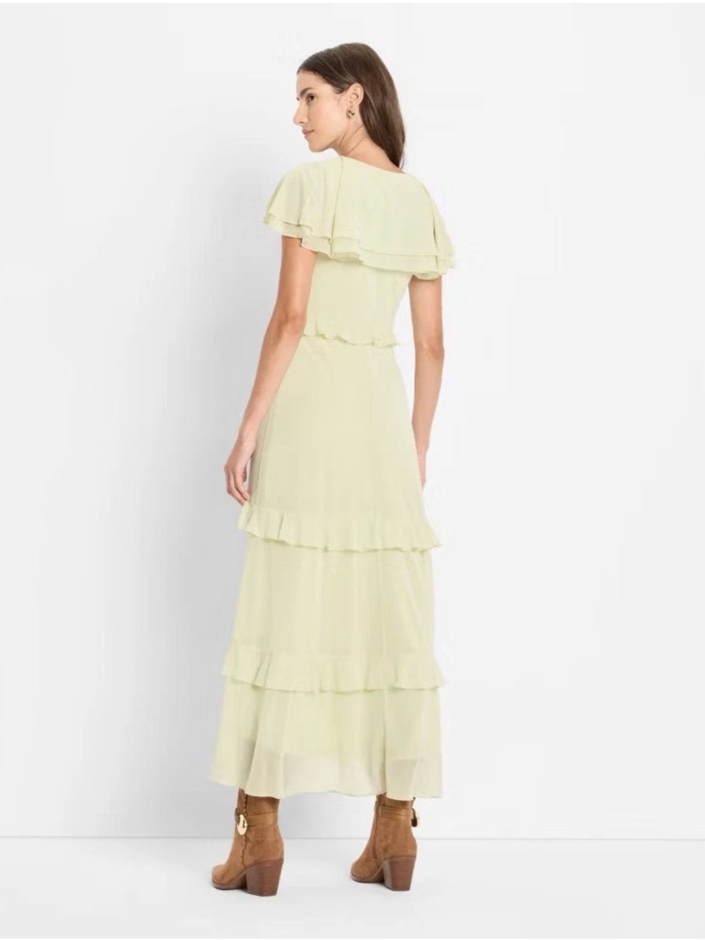 Light Sage Ruffle High-Low Maxi Dress - Picture 2 of 2